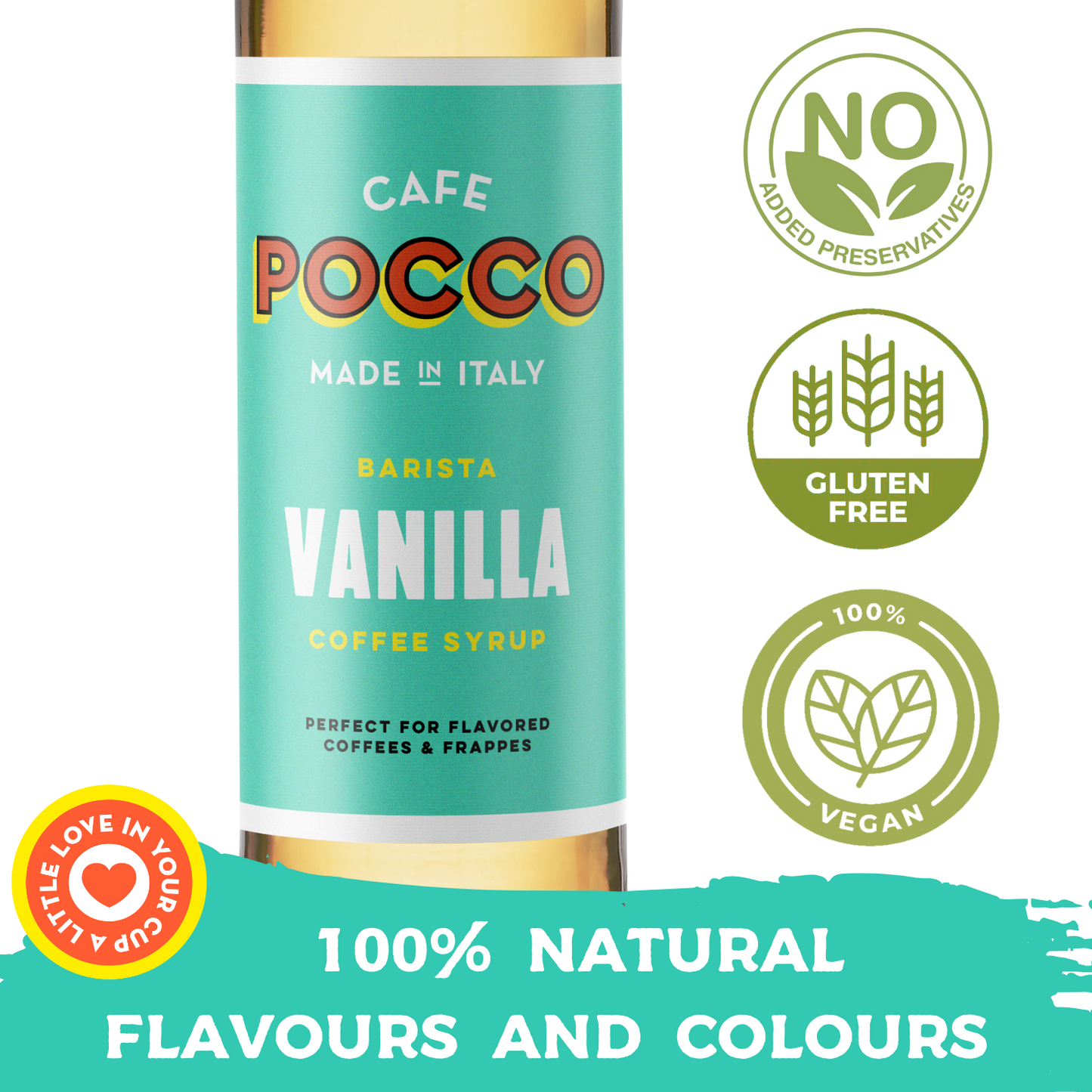 Cafe Pocco Vanilla Coffee Syrup 75cl plus 10ml Pump