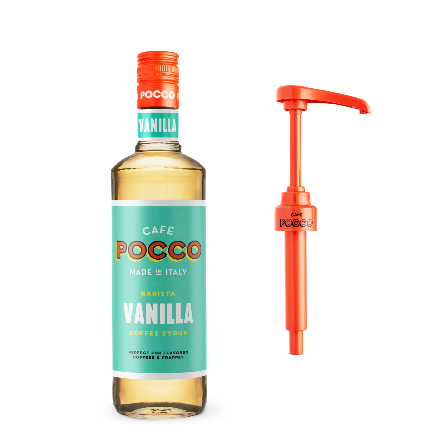 Cafe Pocco Vanilla Coffee Syrup 75cl plus 10ml Pump